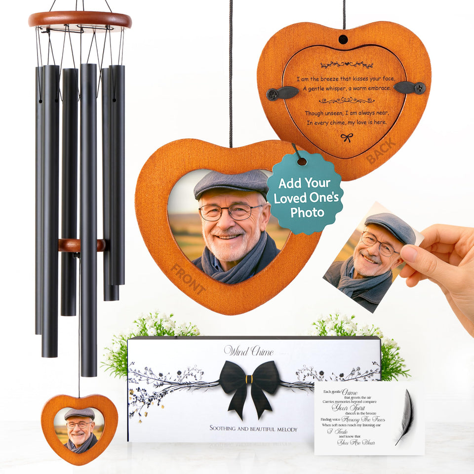 Captain Decor memorial wind chimes with photo frame for a heartfelt memorial keepsake