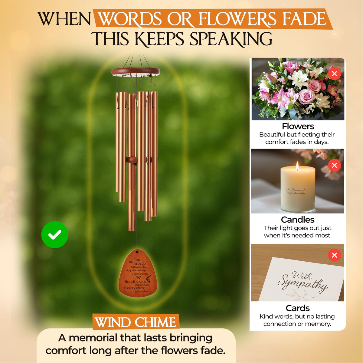 Captain Decor wind chimes suitable for memorials for mom or dad