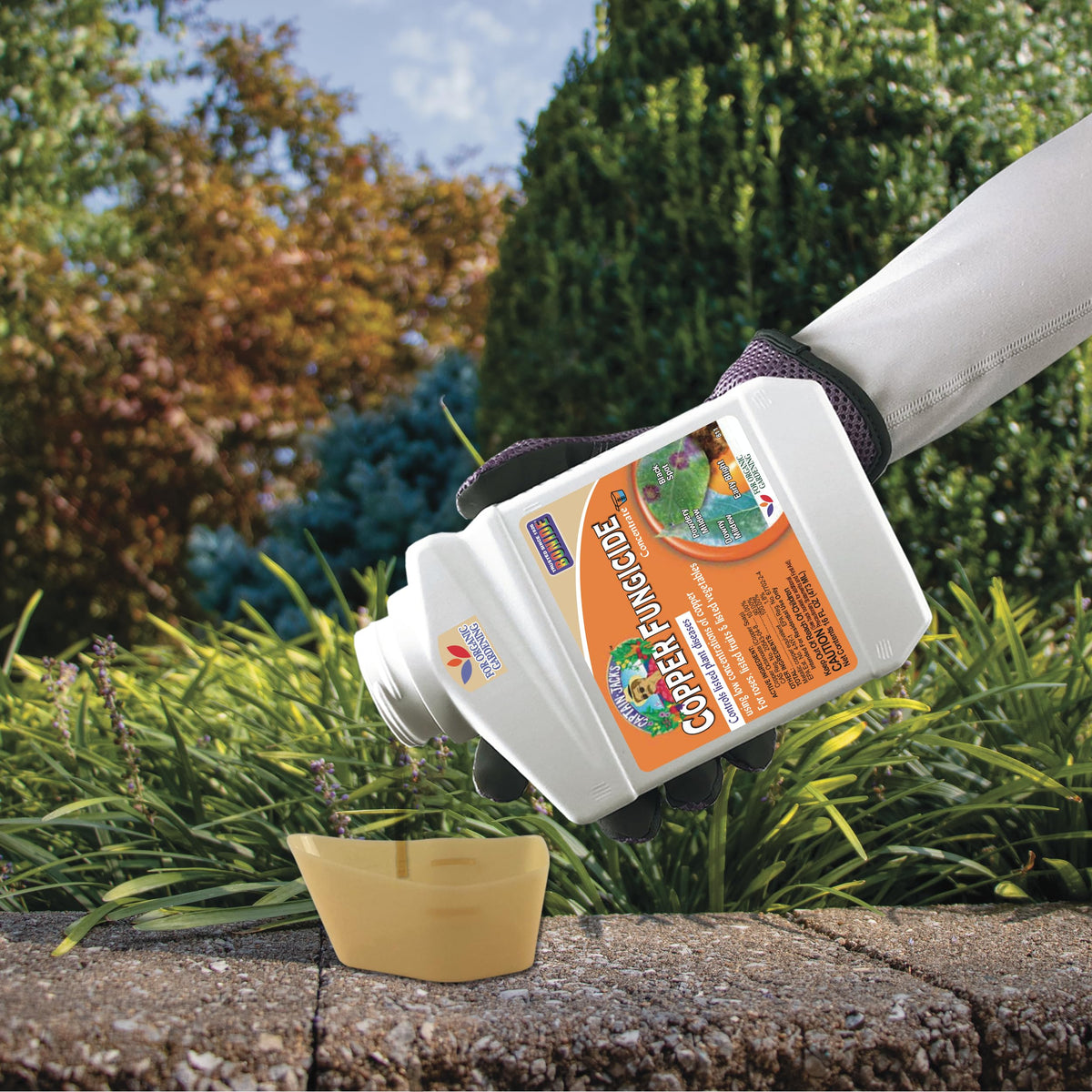 Captain Jack copper fungicide applied to vegetables and fruits for protection.