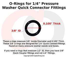 Captain O-Ring 1/4-inch quick-connect fittings seal securely for wands and hoses.
