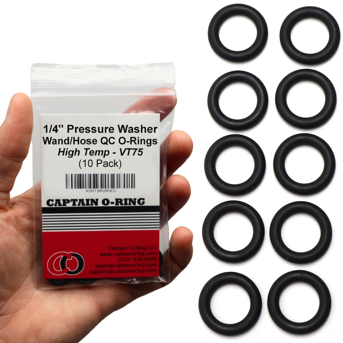 Captain O-Ring 10-pack o-rings for reliable seals in pressure washers.