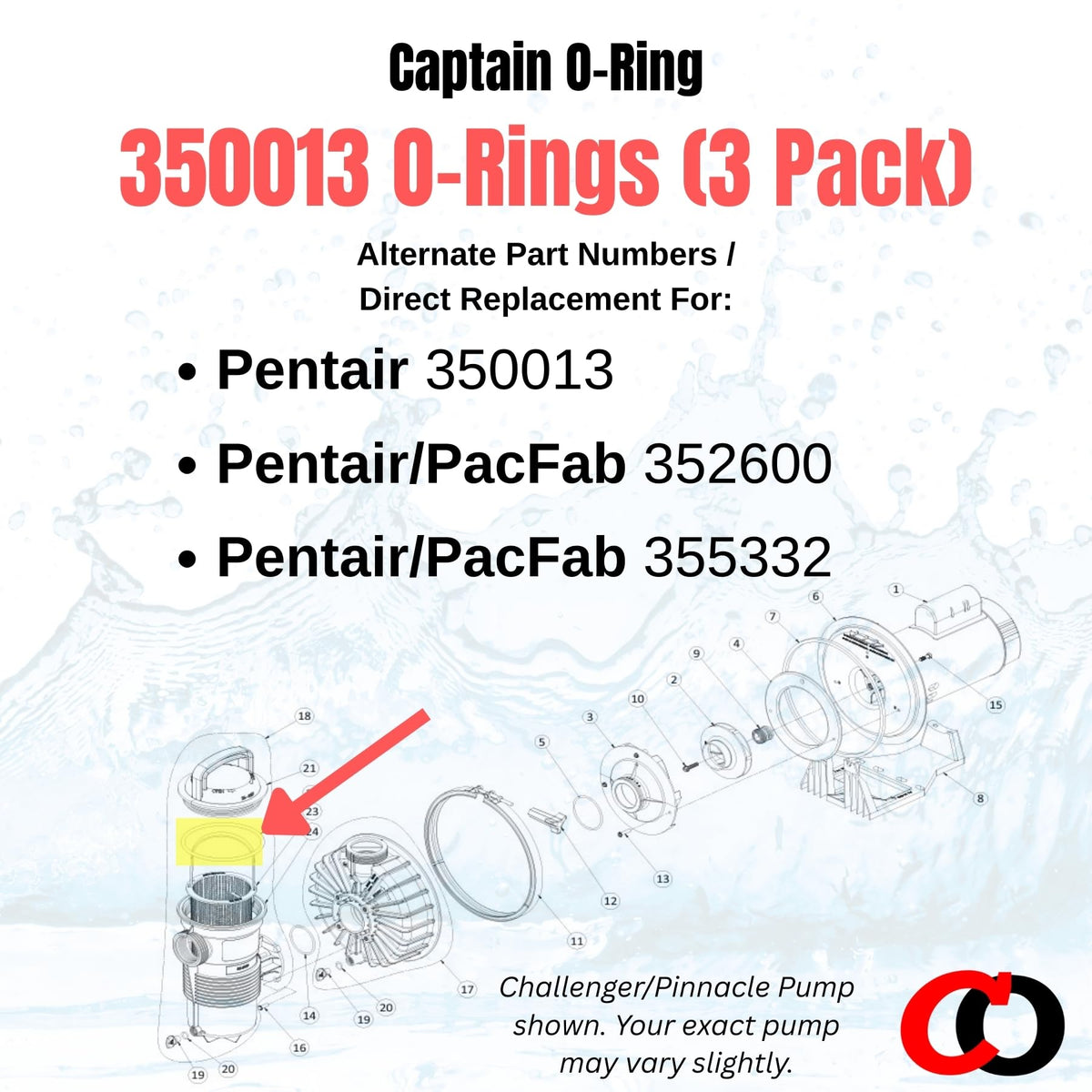 Captain O-Ring 350013 lid O-Ring dimensions shown help confirm proper fit