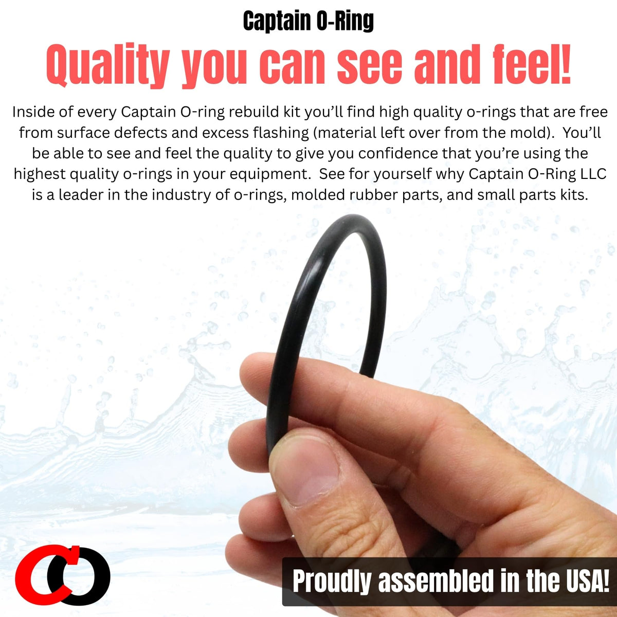 Close-up shows the synthetic rubber material used for durable seals.