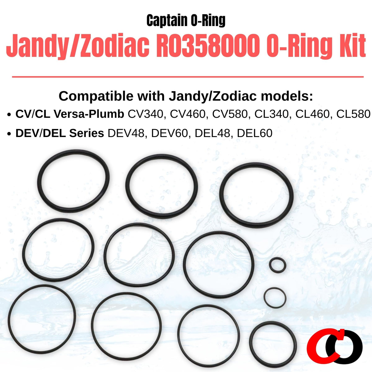 Captain O-Ring's twelve o-rings laid out for quick filter maintenance.