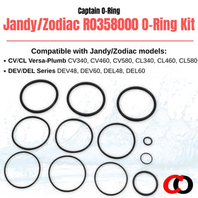 Captain O-Ring's twelve o-rings laid out for quick filter maintenance.