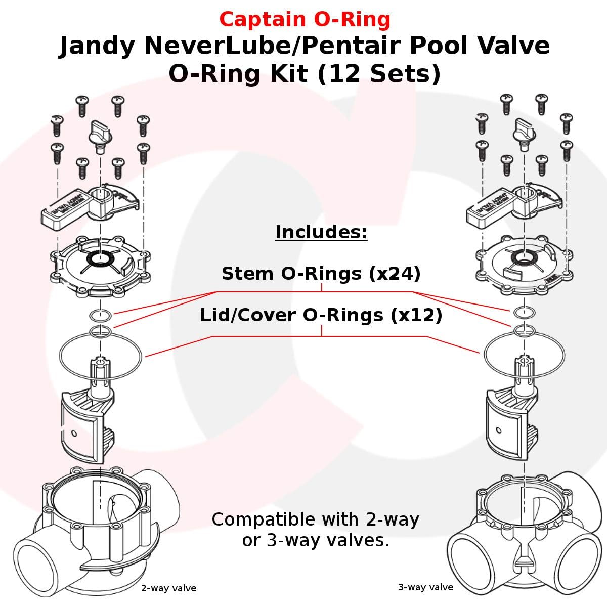 Captain O-Ring valve stem o-rings 24-pack for durable seals during maintenance