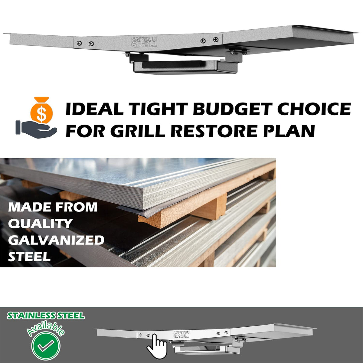 CaptainGrill grease tray assembly parts laid out for easy setup