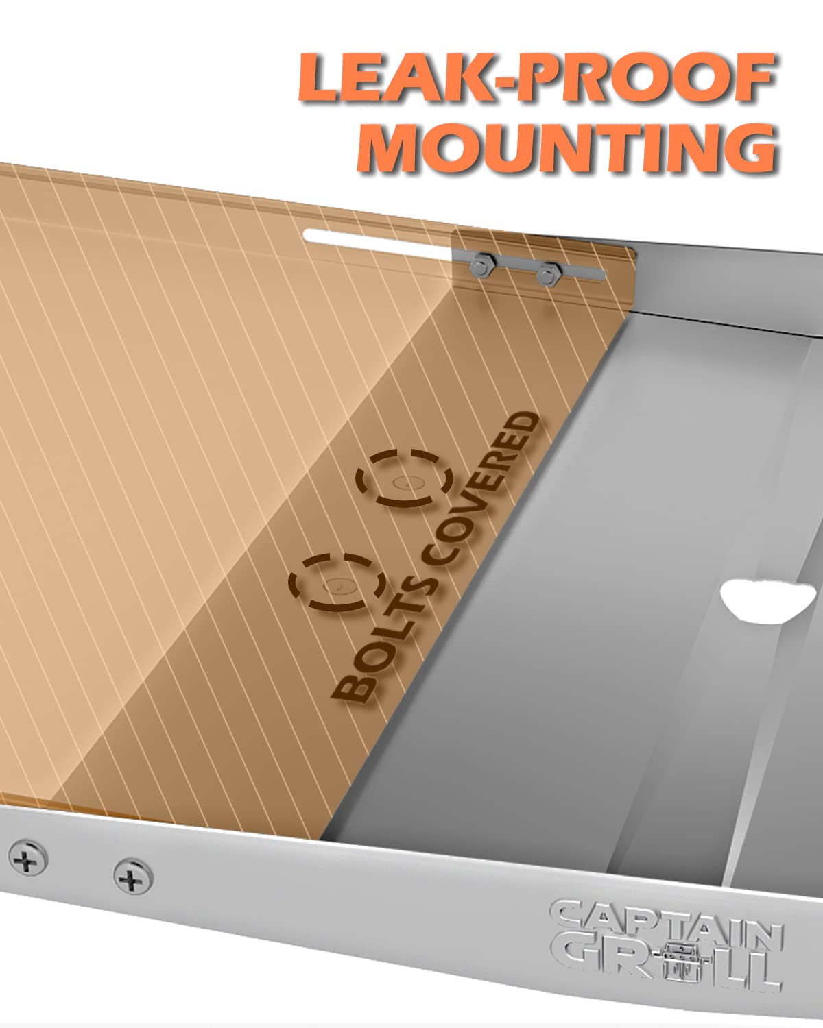 CaptainGrill grease tray depth 15.5 inches and height 2.75 inches