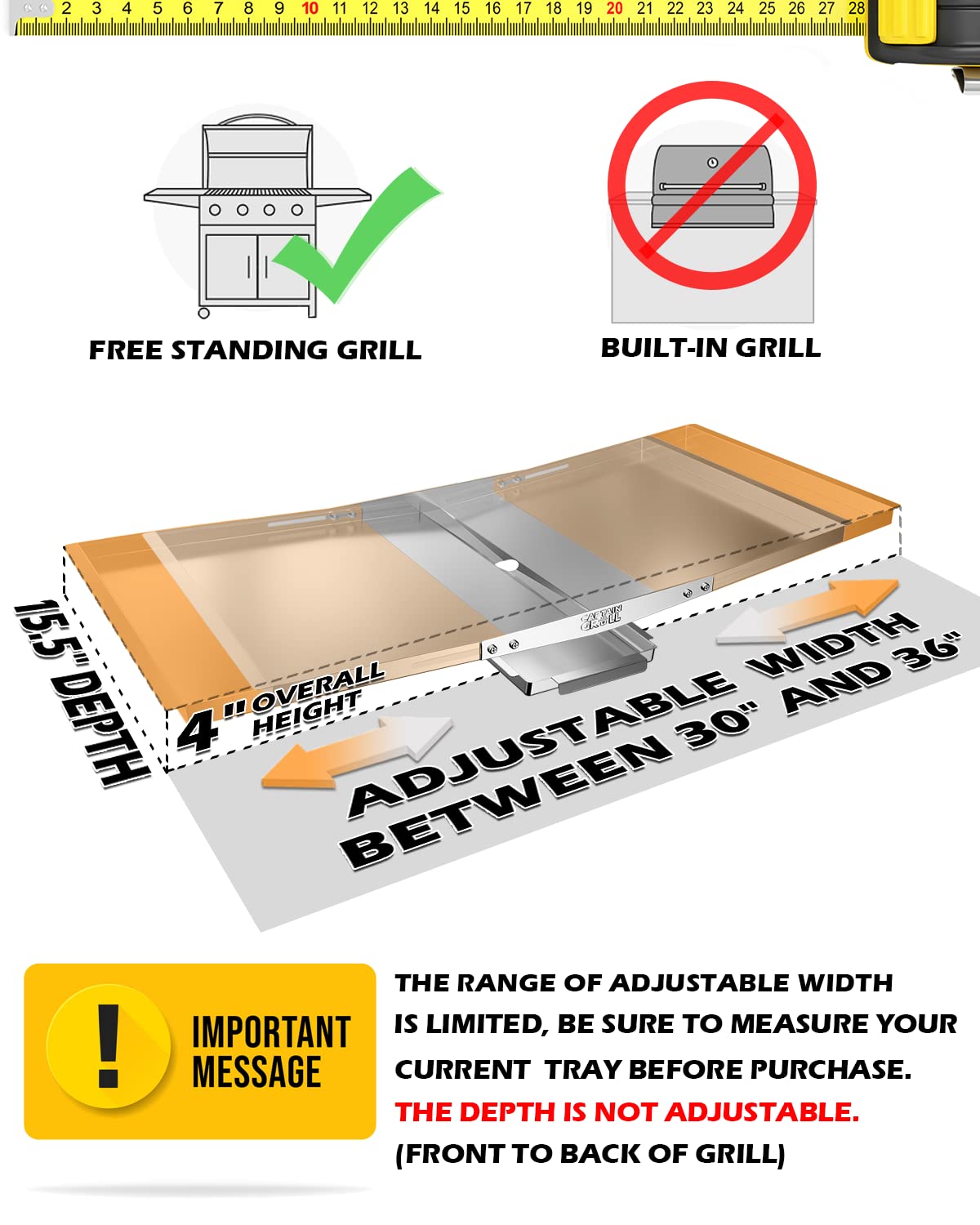 CaptainGrill grease tray angled-channel design prevents leaks and keeps grill area cleaner
