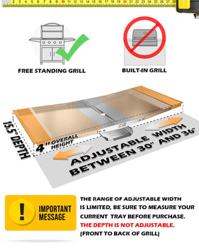 CaptainGrill grease tray angled-channel design prevents leaks and keeps grill area cleaner