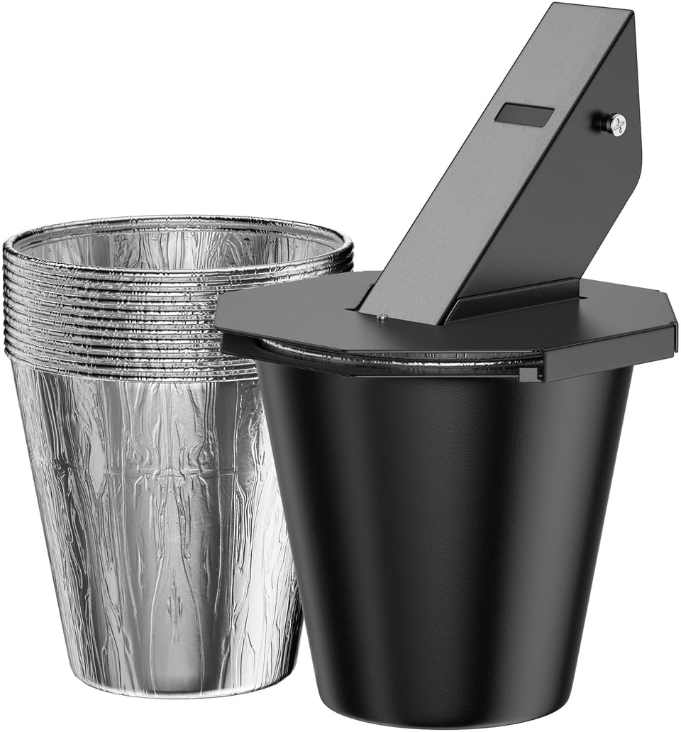 CaptainGrill upgraded grease bucket with lid — secure, leak-free grease catcher for pellet grills.