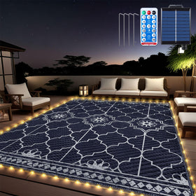 Capybland lighted outdoor rug 8x10 glow on patio for cozy evenings