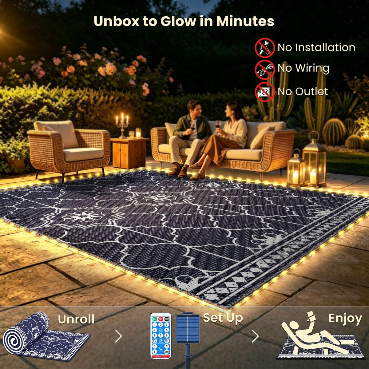 Capybland waterproof outdoor rug straw weave for weatherproof outdoor use