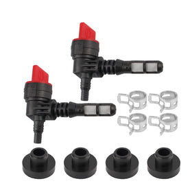 Carbbia 90-degree fuel shut-off valve close-up showing durable fuel control.