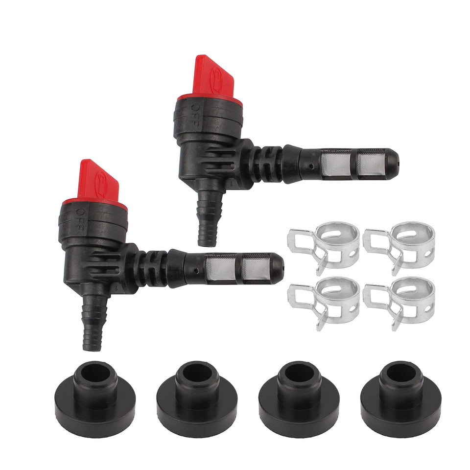 Carbbia 90-degree fuel shut-off valve close-up showing durable fuel control.