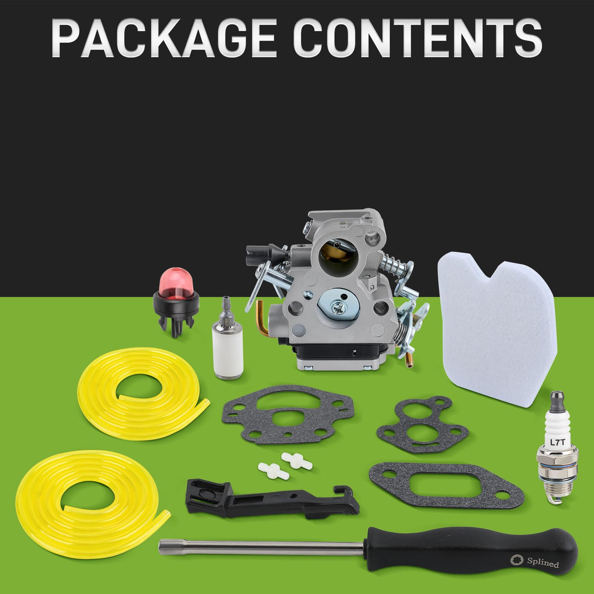 CARBBIA carburetor spark plug and primer bulb included for easier starts