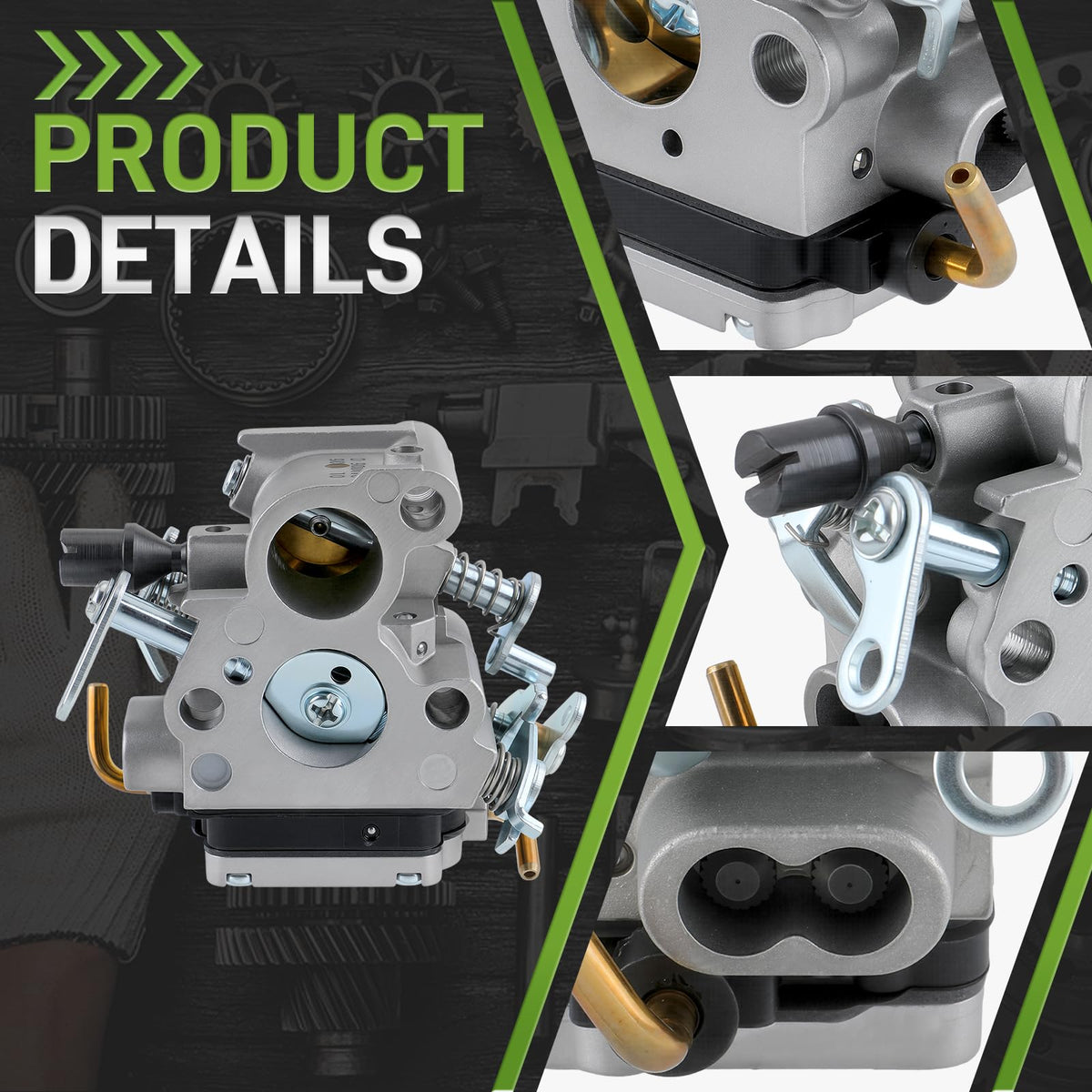 CARBBIA carburetor package contents laid out for quick replacement