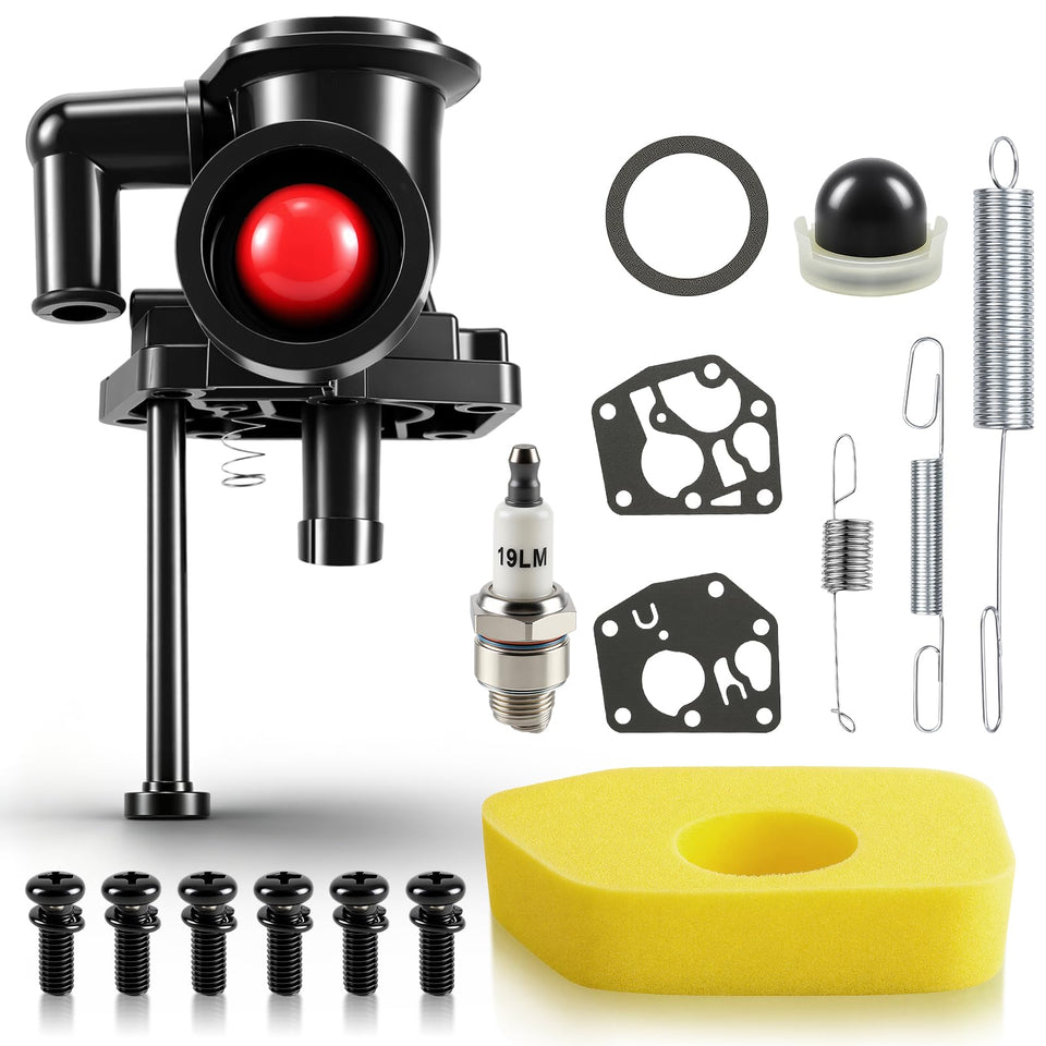Carbhub 795477 carburetor ready for compatible vertical engines and fuel delivery.