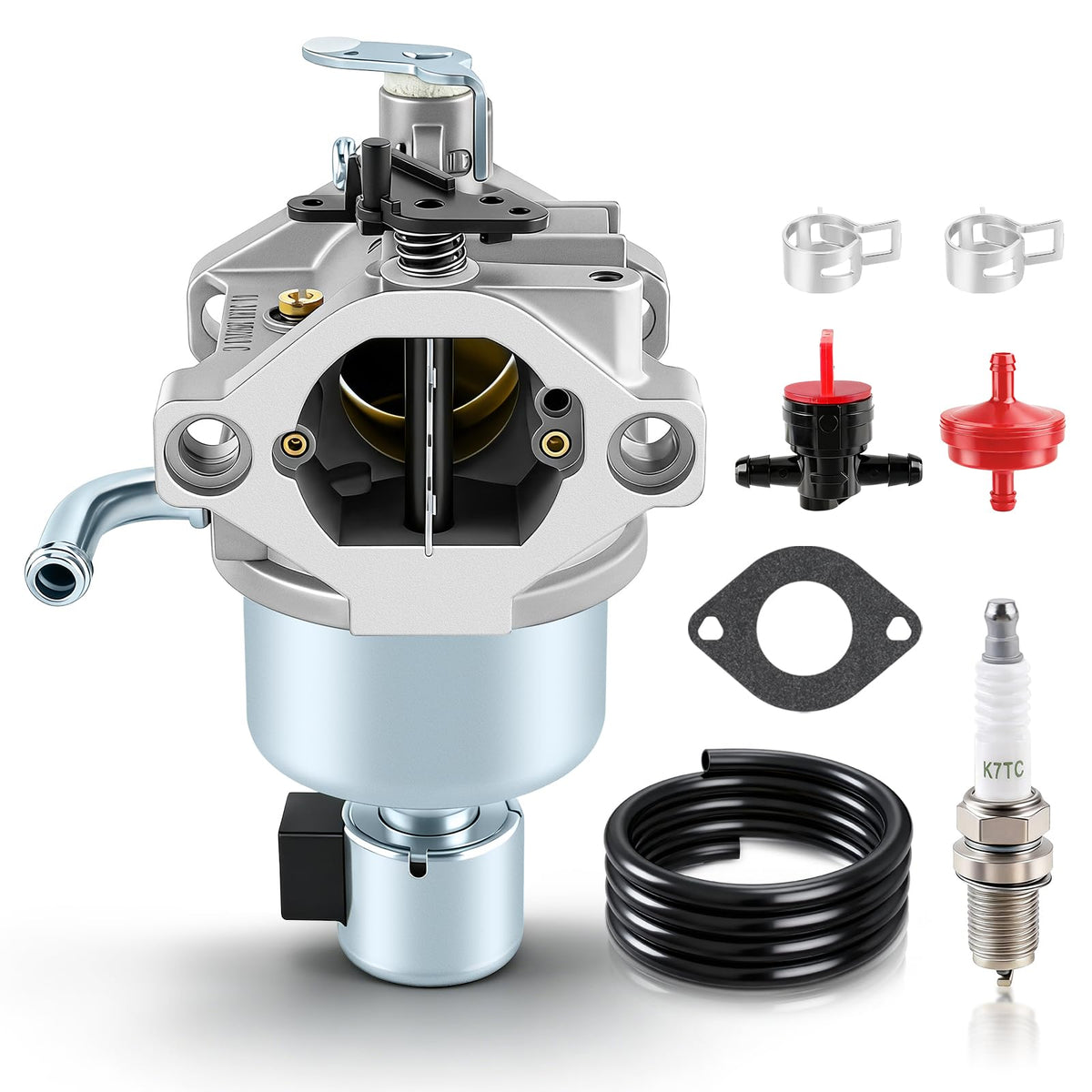 Carbhub 799727 carburetor front view shows durable build for reliable engine performance.