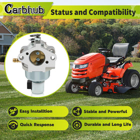 Carbhub carburetor kit packaging with spark plug and fuel filter visible