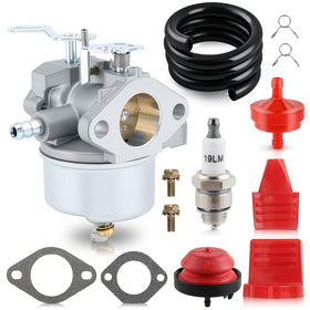 Carbhub 640052 carburetor front view highlights robust alloy body for Tecumseh snowblowers