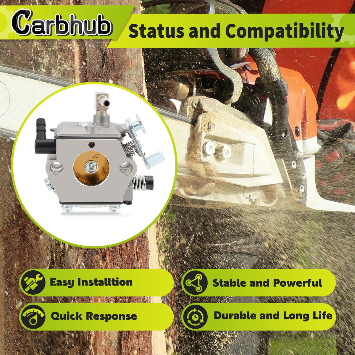 Carbhub fuel line for Stihl 1119-358-7700 supports steady fuel flow