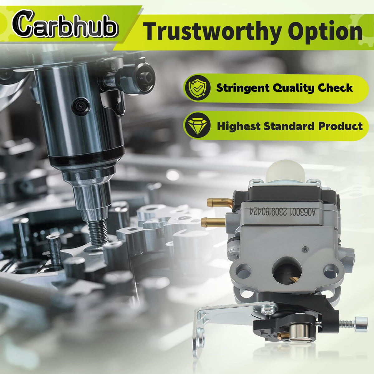 Carbhub gasket and carburetor combo demonstrates a complete repair kit.