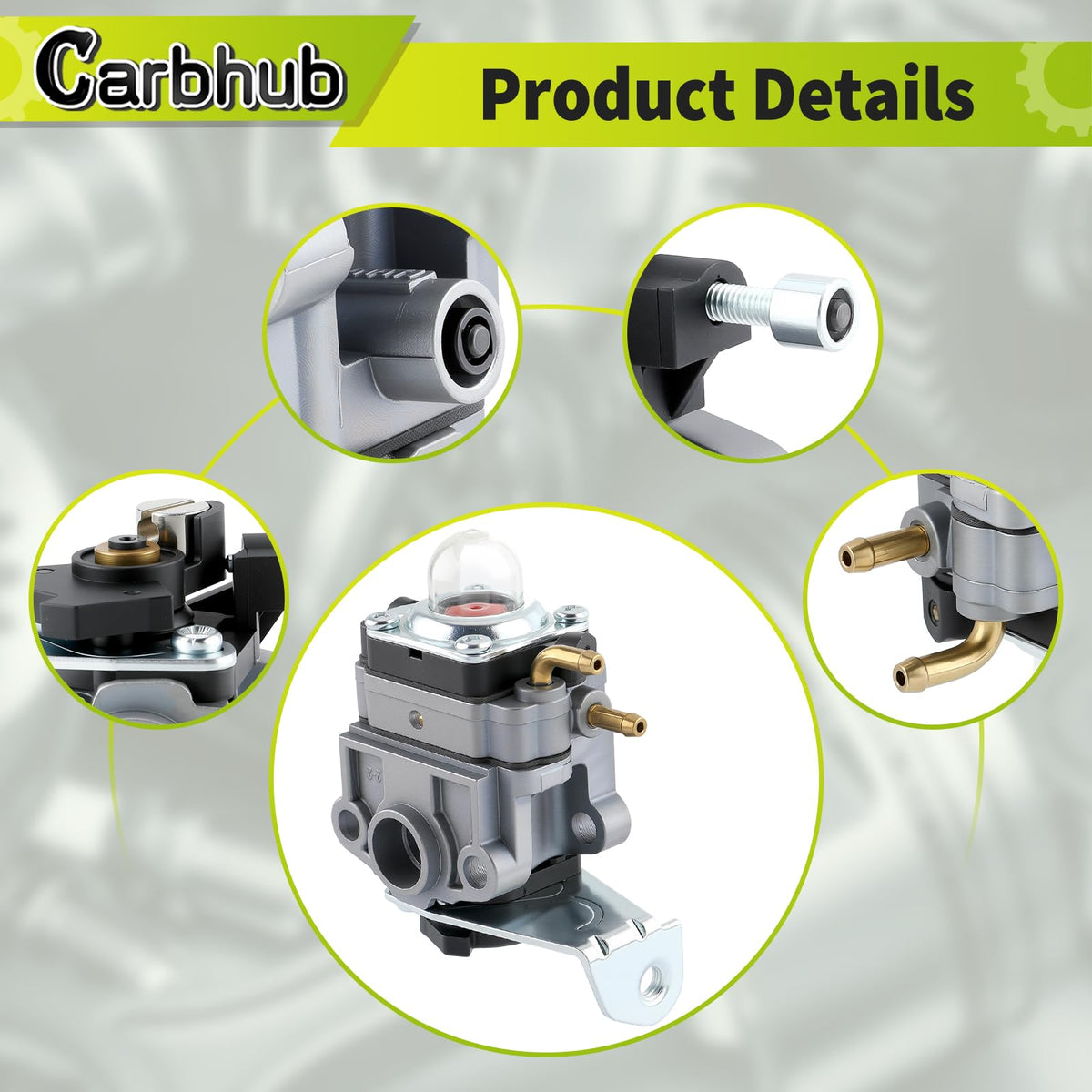 Carbhub installation-ready carburetor shown for quick fit on a tiller.