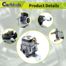 Carbhub installation-ready carburetor shown for quick fit on a tiller.