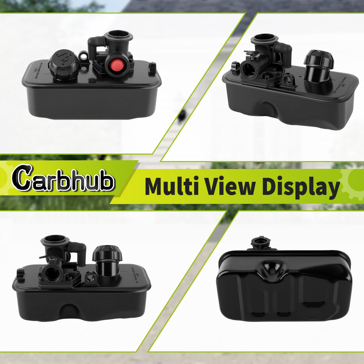All-in-one kit includes fuel tank, carburetor, gasket, diaphragm, screws, and primer bulbs.
