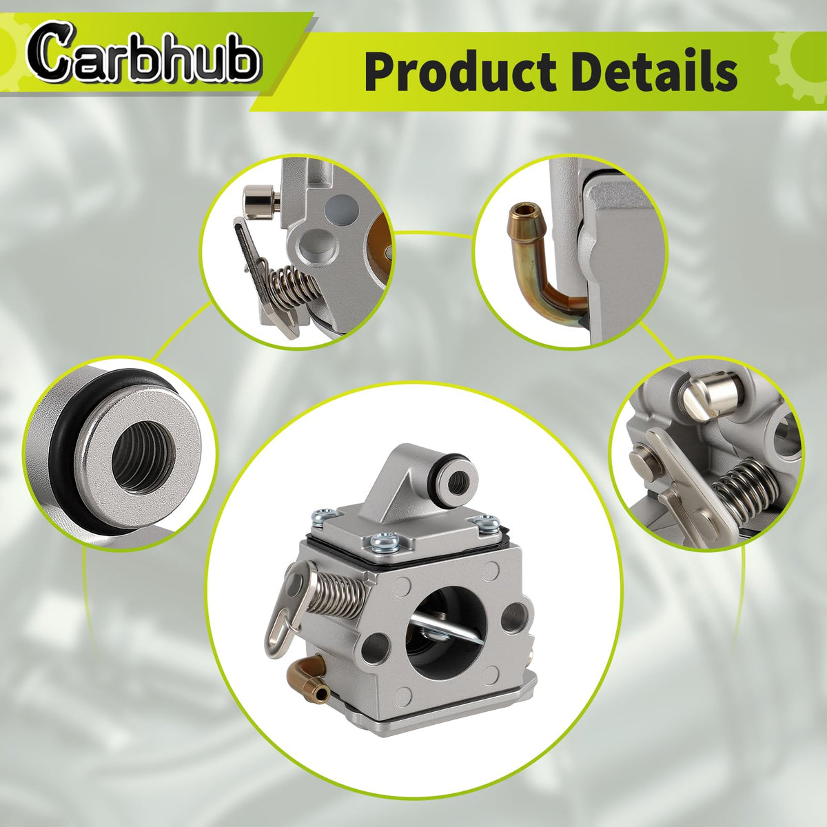 Spark plug included with Carbhub MS170 kit for easy starting and maintenance.