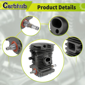 Carbhub MS180 38mm bore cylinder detail highlights compatibility with Stihl chainsaws.