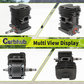 Carbhub MS180 piston and spark plug for quick starts and maintenance.