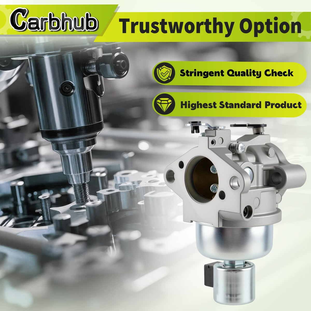 Carbhub spark plug included for reliable ignition during operation