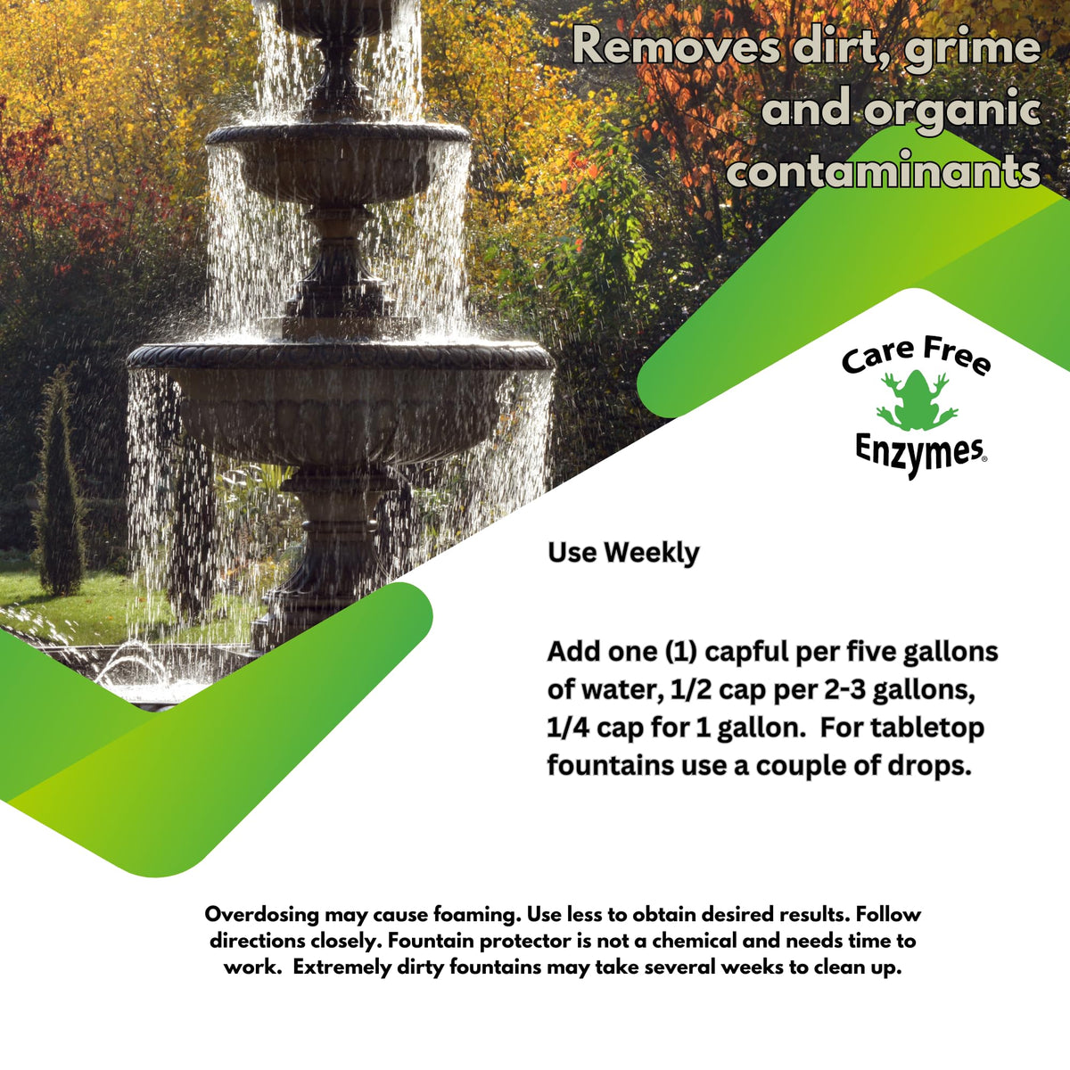 Care Free Enzymes Fountain Protector algae control naturally digests buildup