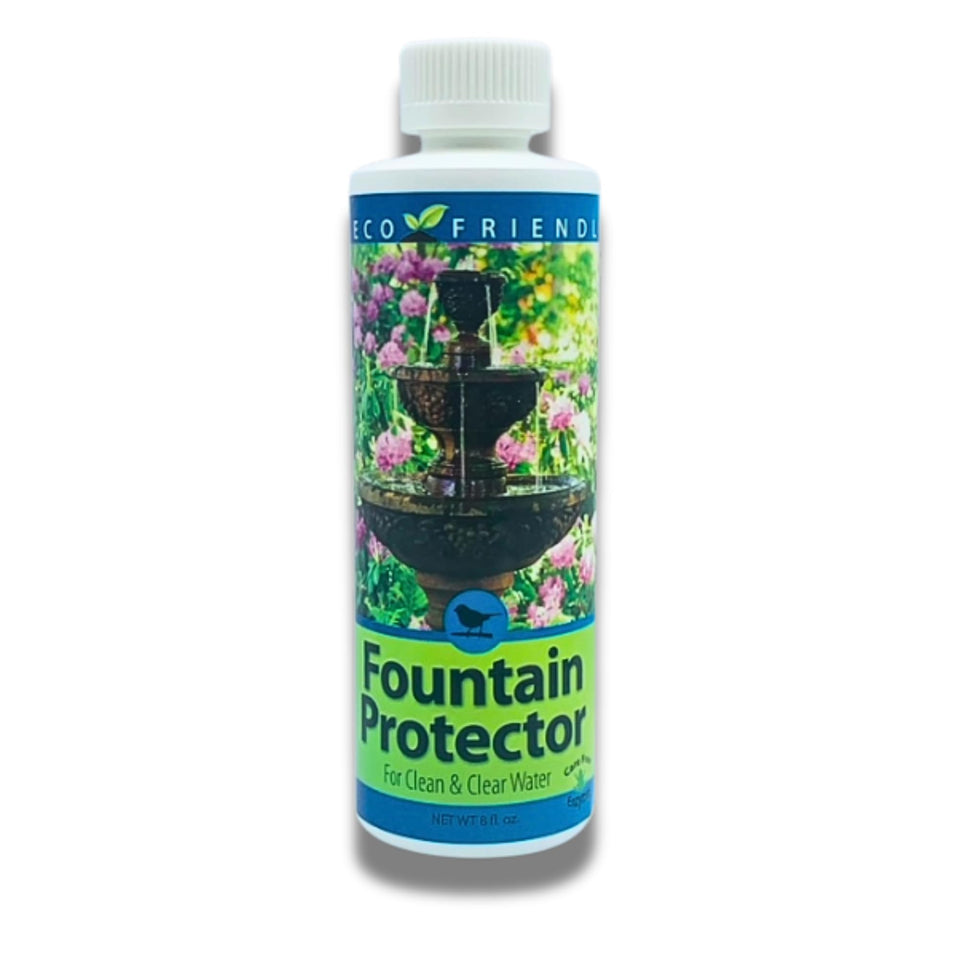 Care Free Enzymes Fountain Protector bottle for weekly dosing keeps fountains clear