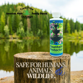 Care Free Enzymes Fountain Protector easy application in a garden fountain