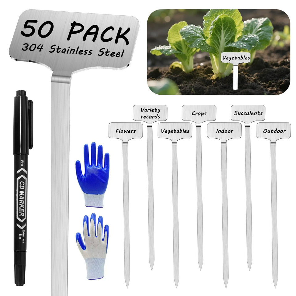 CareForge 304 stainless plant label stake for outdoor labeling and durability.