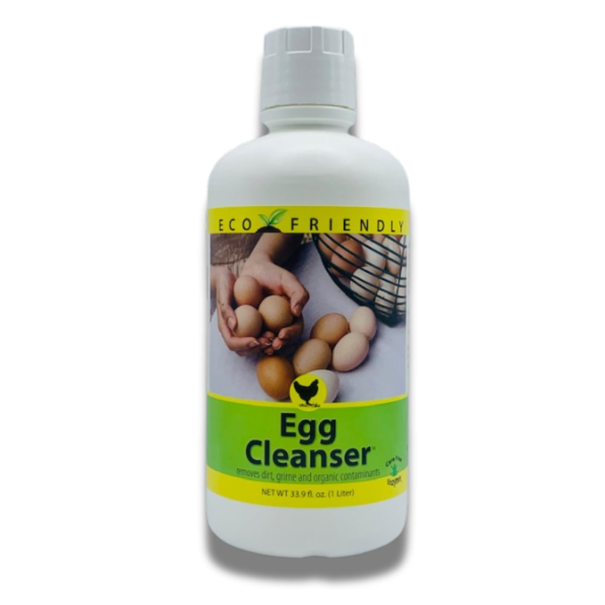 CareFree Enzymes egg washer bottle shown for safe farm egg cleaning.