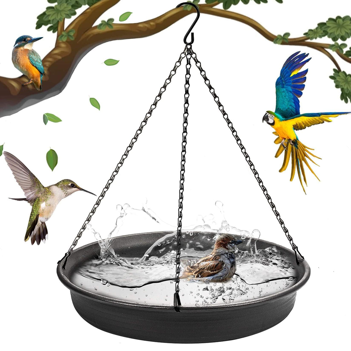 CARGEN birdbath tray water bowl hanging invites birds to drink and bathe.