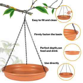 CARGEN multi-use bird bath and seed tray supports busy feeders.
