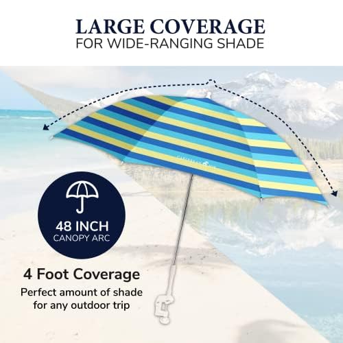 Caribbean Joe umbrella with universal fit for most beach chairs.