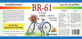Carl Pool BR-61 fertilizer label with clear nutrient balance for flowering plants