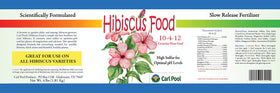 Carl Pool Hibiscus Plant Food granular closeup showing balanced NPK for healthy hibiscus.