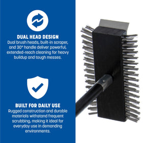 Carlisle SPARTA stainless steel scraper attachment for deeper grill cleaning.