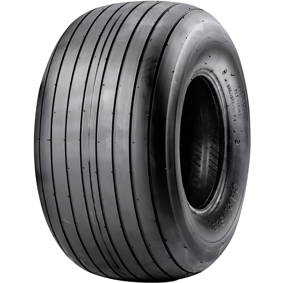 Carlisle Straight Rib lawn tire side view for universal fit on wheelbarrows and mowers.