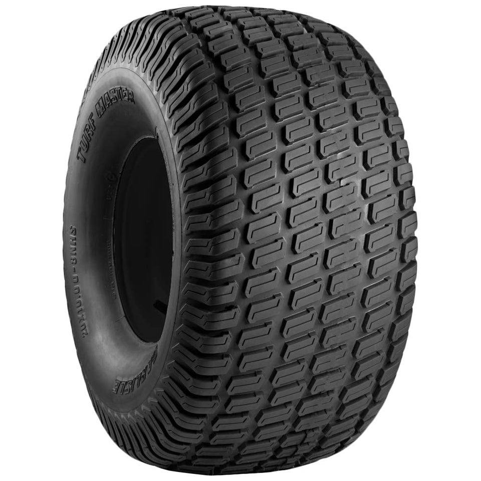 Carlisle Turf Master tire front view, stable turf traction for mowing tasks