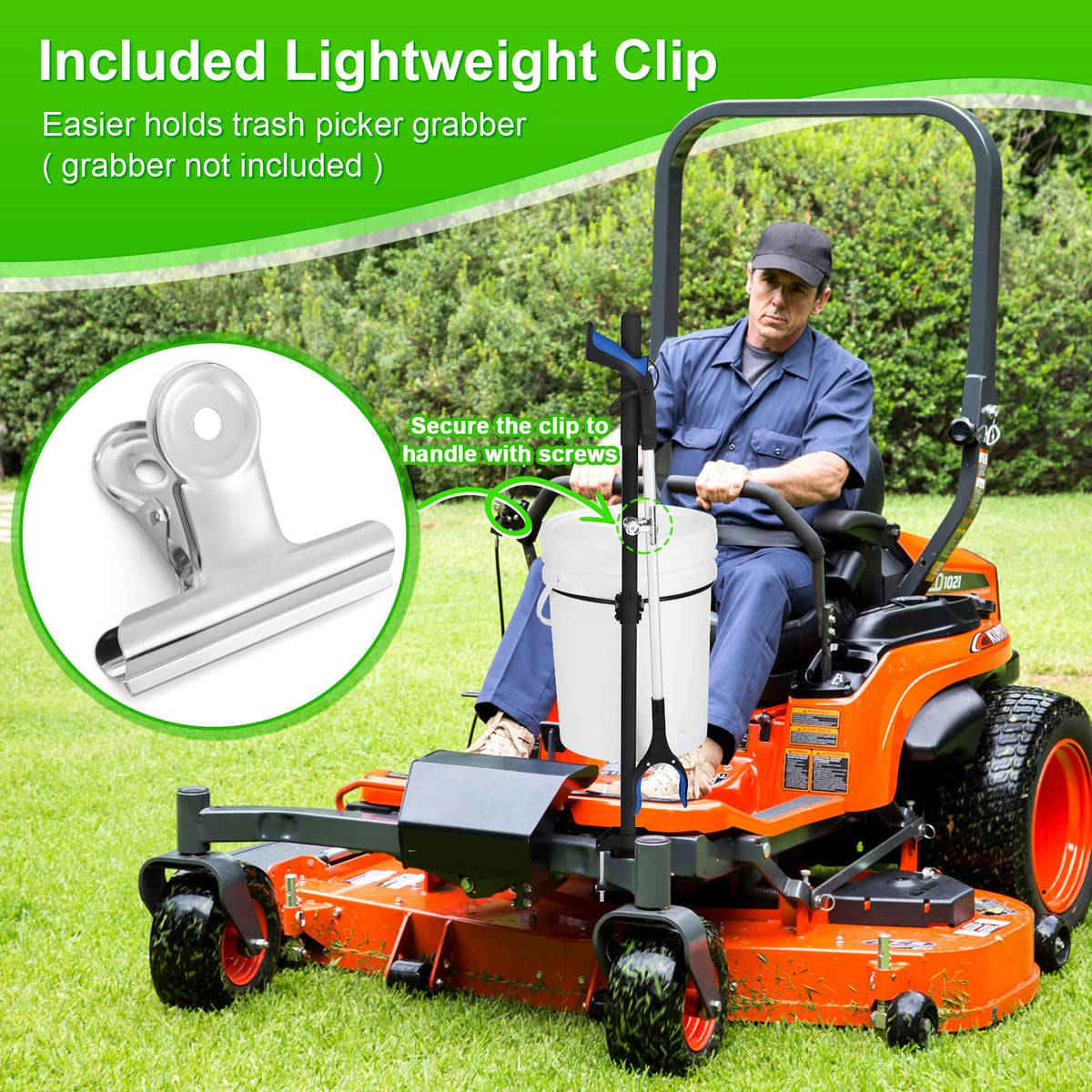 CAROD clip with screws keeps your trash grabber secure on the holder.