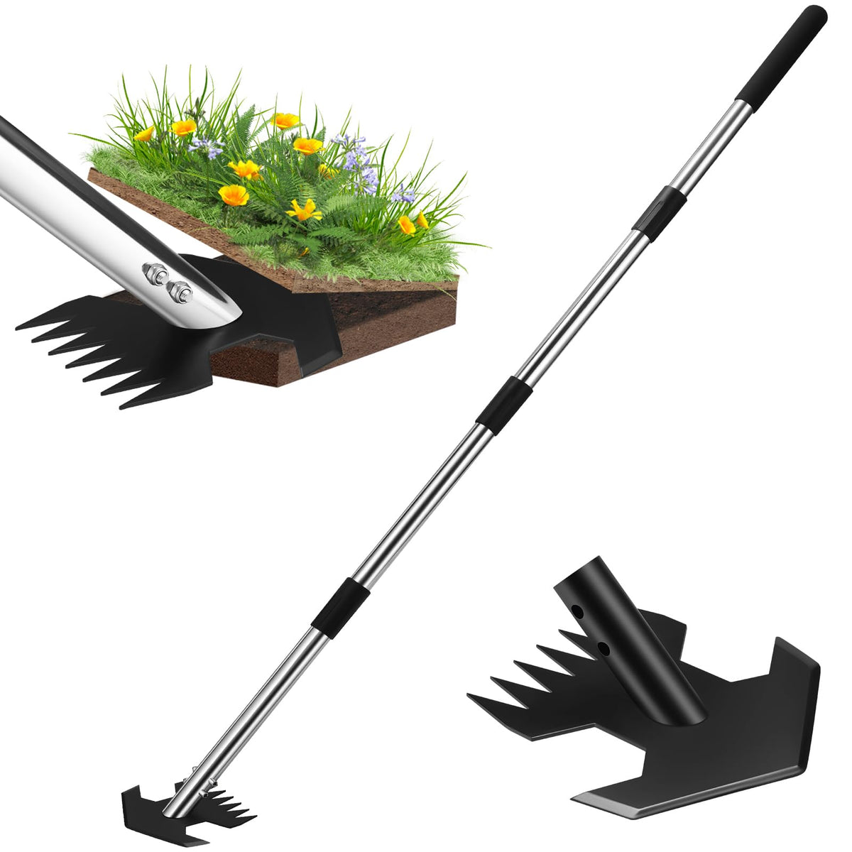 CAROD hoe garden tool with stand-up design for comfortable long-weeding sessions