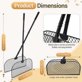 CAROD rake with wide head captures leaves and debris efficiently.